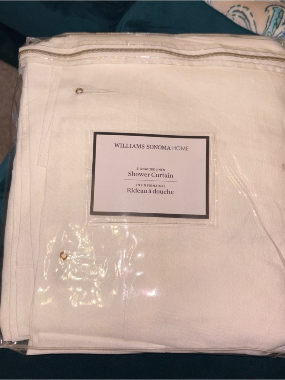 Williams Sonoma Cream Signature Linen Shower Curtain